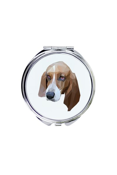 Art - Dog Art-Dog Oglindă de buzunar cu Basset Hound și design geometric cu c...