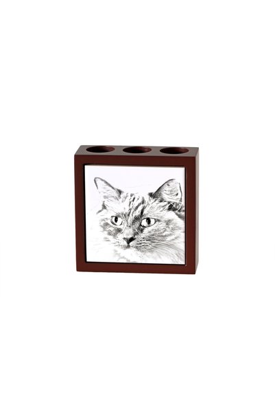 Art - Dog Suport de pixuri din lemn Art-Dog cu pisică Ragdoll și imprimeu cu ...