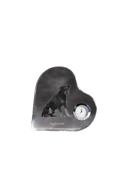 Art - Dog Ceas de cristal Art-Dog Jagdterrier în formă de inimă cu gravură de...