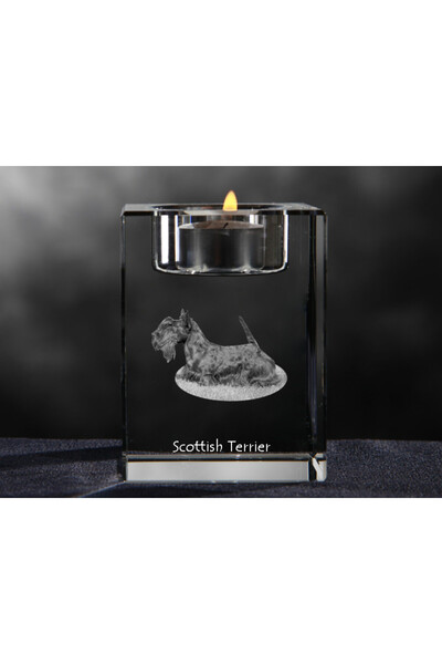 Art - Dog Art-Dog Suport de lumânări din cristal cu terrier scoțian și gravur...