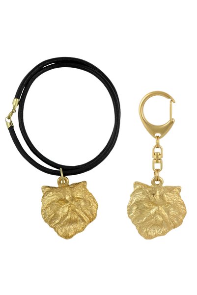 Art - Dog Set Breloc și Colier Art-Dog Pisică Persană - Cap de Câine Placat c...