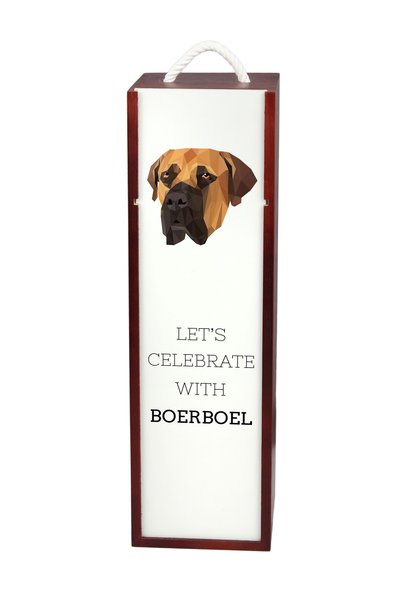 Art - Dog Cutie de vin din lemn Art-Dog Boerboel cu design geometric cu câine...