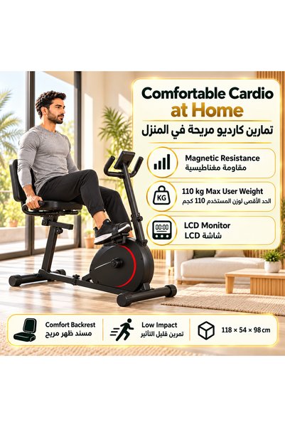 inabyte Magnetic Silent Recumbent Exercise Bike for Home, Stationary Bike wit...
