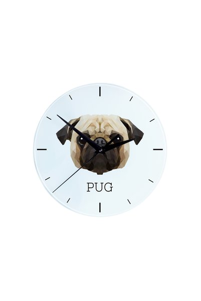 Art - Dog Ceas de perete Art-Dog cu portret geometric de câine Pug - Diametru...