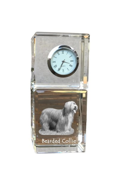 Art - Dog Ceas de cristal Art-Dog Bearded Collie, de masă, cu gravură cu câine