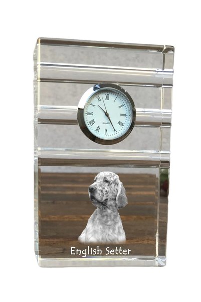 Art - Dog Ceas de cristal Art-Dog English Setter, de masă, cu gravură cu câine