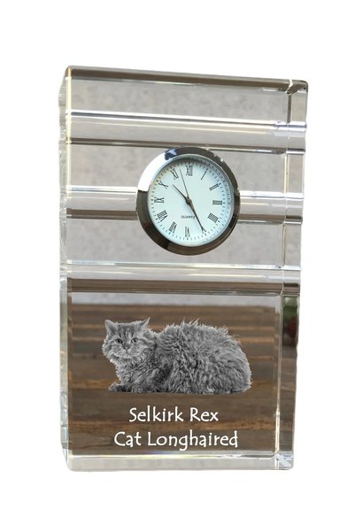 Art - Dog Art-Dog Selkirk Rex Păr Lung Ceas de Cristal de Masă cu Gravură cu ...