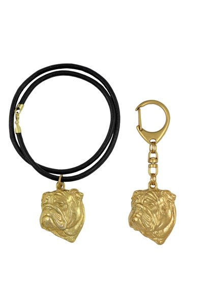 Art - Dog Set Breloc și Colier Bulldog Englez Art-Dog - Cap de Câine Placat c...