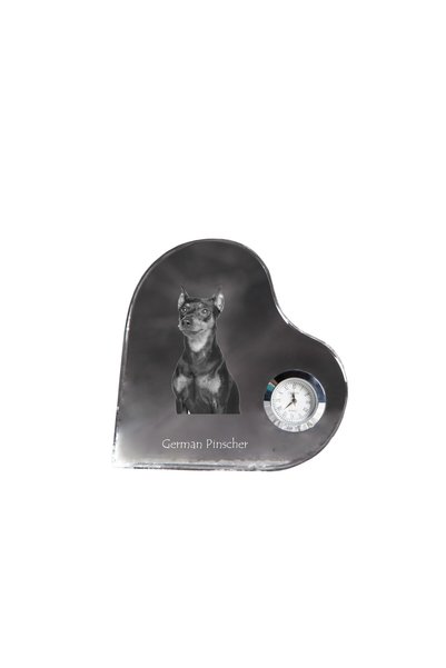 Art - Dog Ceas de cristal Art-Dog Pinscher German în formă de inimă, cu gravu...