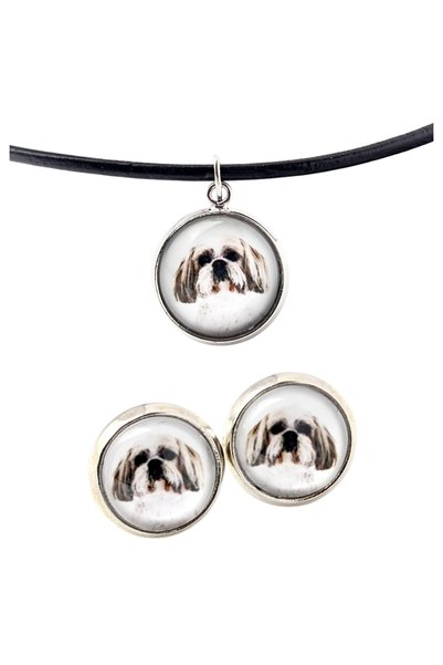 Art - Dog Set colier și cercei Art-Dog Shih Tzu cu fotografie de câine - lucr...