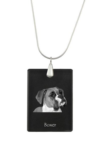 Art - Dog Colier cu pandantiv de cristal Art-Dog pe lanț placat cu argint, cu...