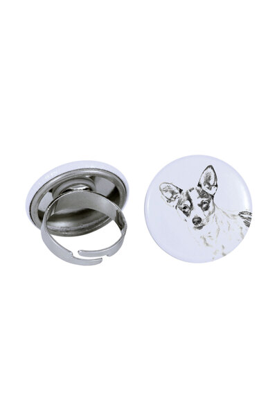 Art - Dog Inel Art-Dog Rat Terrier cu imagine de câine - Metal acoperit cu fo...