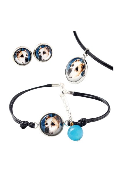 Art - Dog Set de colier, cercei și brățară Art-Dog cu câine pasteur central-a...