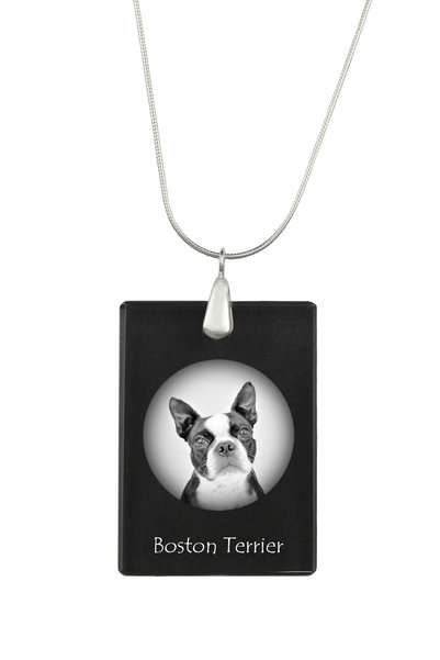 Art - Dog Colier cu pandantiv de cristal Art-Dog pe lanț placat cu argint, Bo...