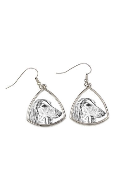 Art - Dog Cercei Art-Dog Saluki cu imprimeu de câine - Cercei pendanți triung...