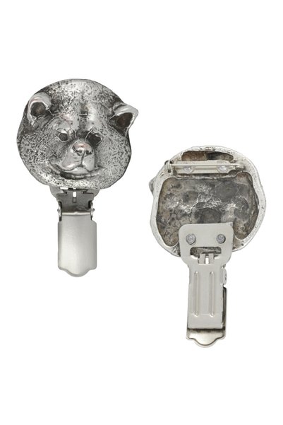 Art - Dog Art-Dog Akita Broșă cu clemă, placată cu argint, suport pentru numă...