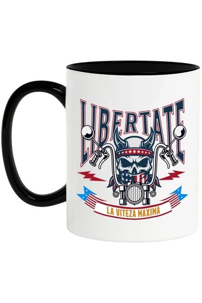 INOVATIX Mug with Human Skull with Horns and Bandana America Motorcycle Hobby...