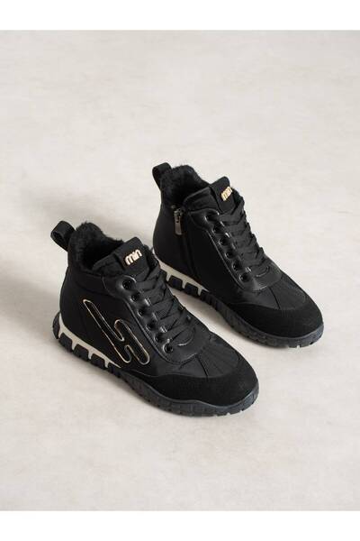 akix Women's Sneakers Boots with Fur-Lined Hidden Heels