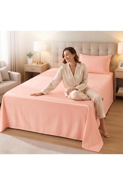 EBREEZZ Flat Bed Sheet 240x260 cm with 2 Queen Size Pillowcases 50x75 cm by