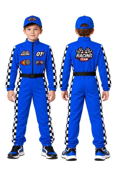 Kostüm Sarayı Formula Racing Suit for Kids, Blue