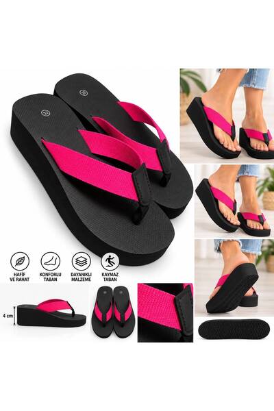 akix Women's Wedge Heel, 4.5 cm, Fabric-Lined, Toe-Separated, Comfortable Slippers That Don't Hurt Your Feet