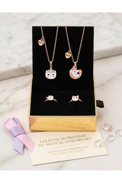 Generic Brand Coliere și Inele de Prietenie pentru Fete-model Unicorn