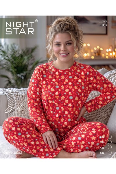 Night Star 2 Super-Soft, Plus-Size New Year's-Themed Pajama Sets