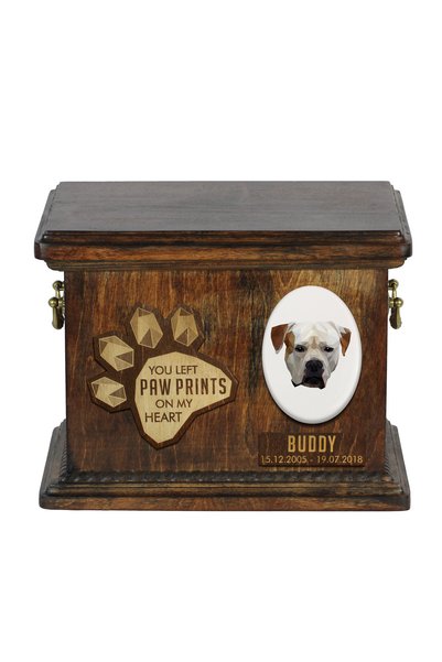 Art - Dog Art-Dog Bulldog American - Urnă comemorativă din lemn