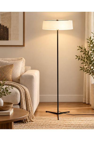 N.zone Modern Long Floor Lamp with Stylish Contemporary Design and Fabric Sha...