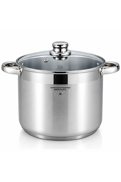 Mercury Oală din oțel inoxidabil cu capac de sticlă Haus Cosmo 5.6L, 20 cm, b...