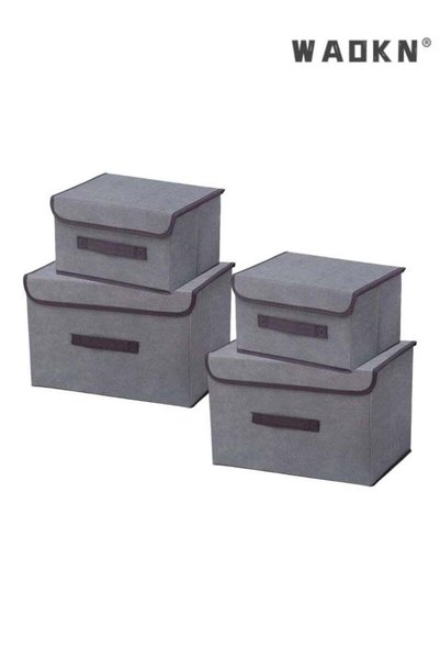 Generic WAOKN 4Pack Fabric Storage Bins with Lid,Foldable Closet Storage Boxe...