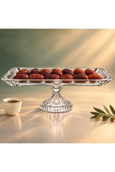Dania صحن تقديم مستطيل شفاف بقاعدة مرتفعة ومظهر كريستالي، 30 × 14 سم، لتقديم ...
