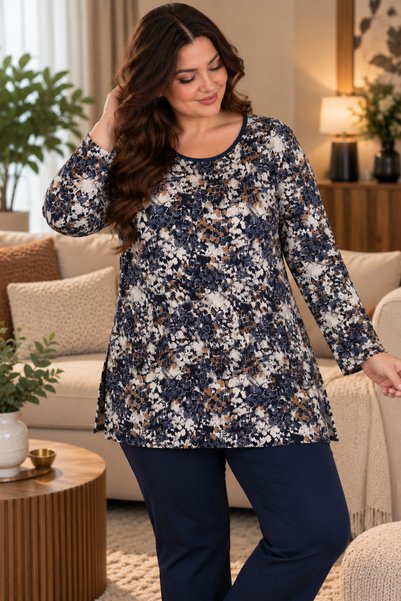 Avero Stretch Fabric Viscose Blouse – Style and Comfort - Plus Size - Patterned