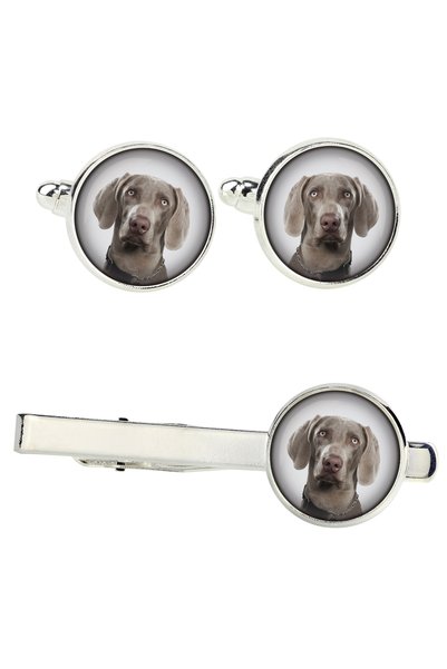 Art - Dog Art-Dog Weimaraner - Set de butoni de manșetă și agrafă de cravată ...