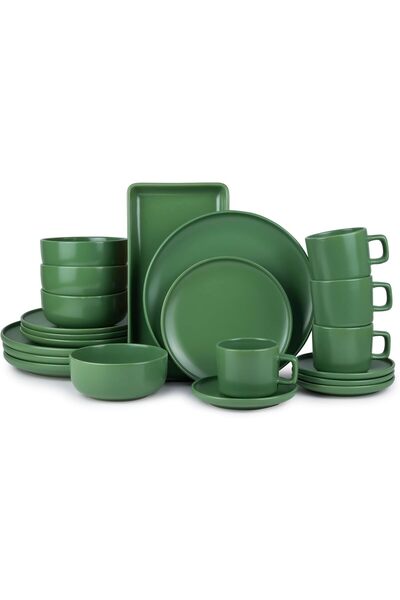 Generic Bone China 21-Pieces Stoneware Dinnerware Set, Dinner Set, Kitchen Di...