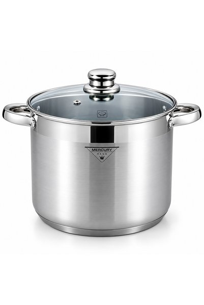 Mercury Тенджера от неръждаема стомана със стъклен капак Haus Cosmo 7.2L, 22 ...