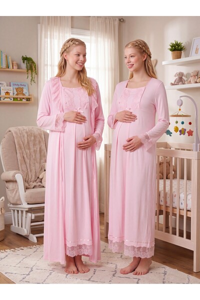 Lohusa Homewear طقم رداء نوم طويل الأكمام للحوامل، بتصميم جديد للموسم، بلون و...