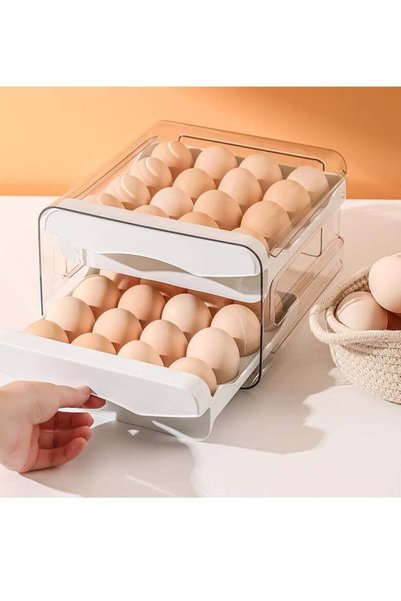 Generic Arabest Double Drawer Storage Box, Stackable Egg Storage Tray