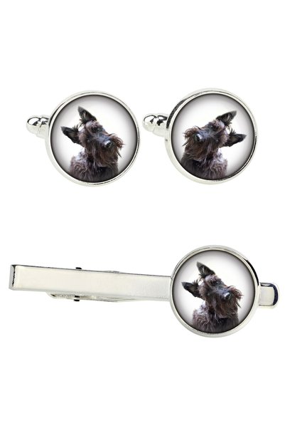 Art - Dog Art-Dog Scottish Terrier - Set de butoni de manșetă și agrafă de cr...