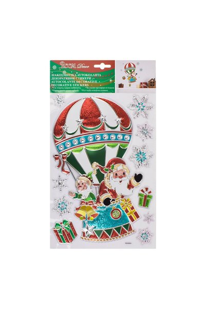 DD SHOP Autocolante de Crăciun colorate cu Moș Crăciun, balon și cadouri, 21x...