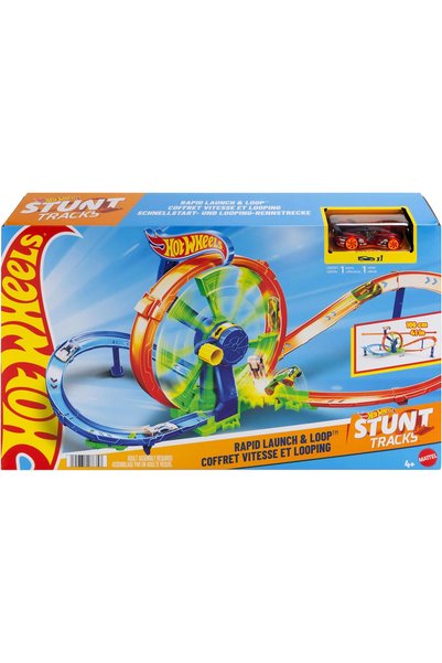 HOT WHEELS Set de joc cu pistă de cascadorii - Lansare rapidă și pistă cu buc...