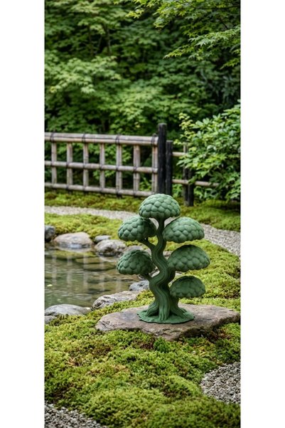12cm 3D Tasarım Dekoratif Yeşil Bonsai Ağacı / Minyatür Zen Ağaç Süsü / Ofis, Masa ve Kitaplık Aksesuarı