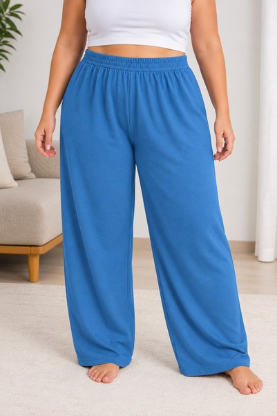 SEWANO Women's Plus Size 100% Cotton Oversize Combed Cotton Wide Leg Pants