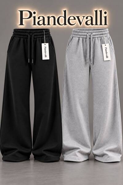 piandevalli TWO PAIRS (BLACK + GRAY) OF LOOSE-FIT CASUAL SWEATPANTS
