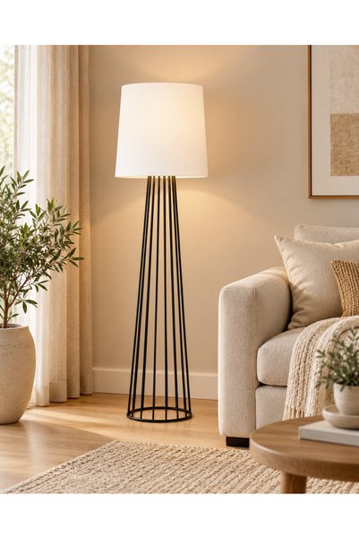 N.zone Modern Luxury Geometric Design Floor Lamp with Black Cone Metal Base a...