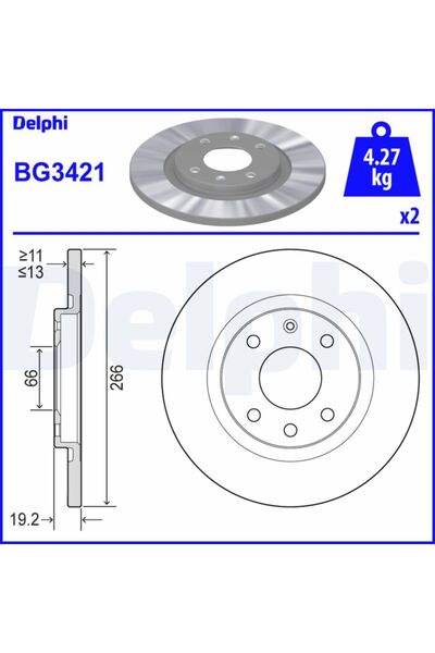 DELPHİ Спирачен диск BG3421, комплект от 2 бр.