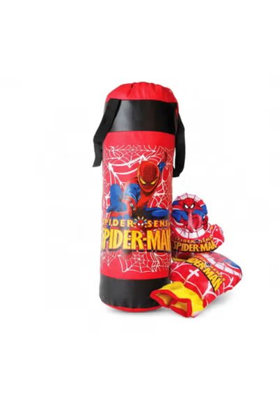Marvel Spiderman Kids Punching Bag with Boxing Gloves, 53.5x17.5cm