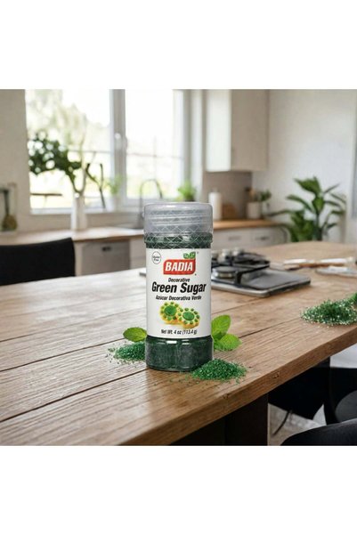 Badia سكر اخضر للتزيين DECORATIVE GREEN SUGAR - كرتونة 8 عبوة
