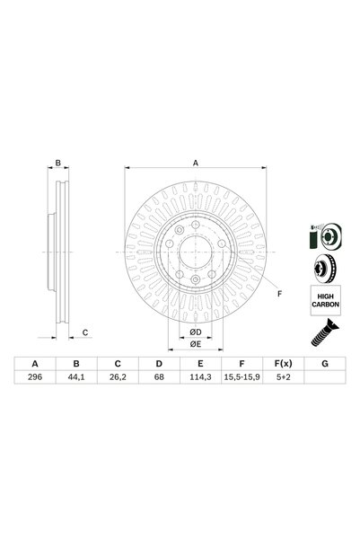 Bosch Disc frana 0 986 479 E77, set 2 buc.