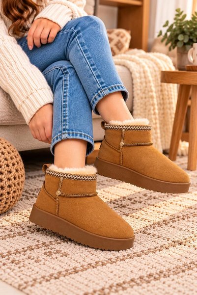 Babetty Girls' Mini Suede Snow Boots, Children's Boots with Fleece-Lined Cons...